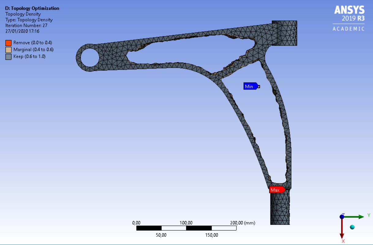 Topology Density of a Lower Control Arm using a Finite Element Method